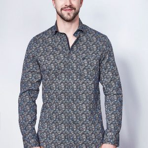 Chemise imprimée à motif floral géométrique