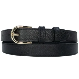 Ceinture fine en cuir noir