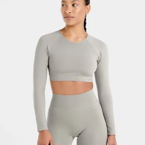 Staple Long Sleeve Crop Top - Washed Olive