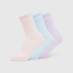 Everyday Crew Socks (3 Pack) - Blue/Purple/Pink