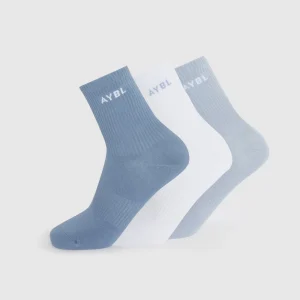 Everyday Crew Socks (3 Pack) - Slate Bleu/Light Bleu/Blanc