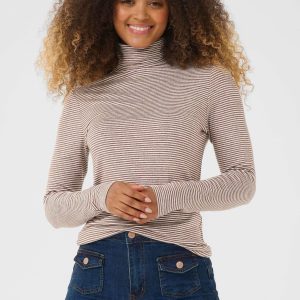 Chandail Amma à col roulé rayé ajusté