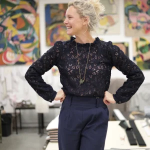 Blouse  Fantine - Dentelle bleu marine