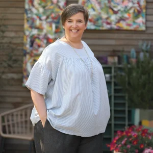 Blouse Léopoldine - coton léger rayé bleu