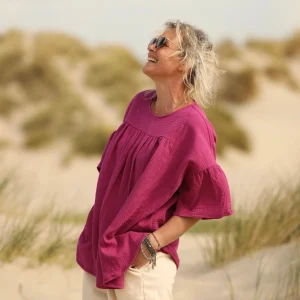 Blouse Léopoldine - double gaze de coton bougainvilier