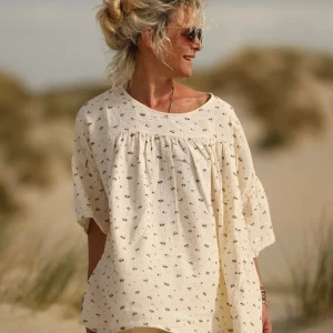Blouse Léopoldine - double gaze de coton fleurs des bois
