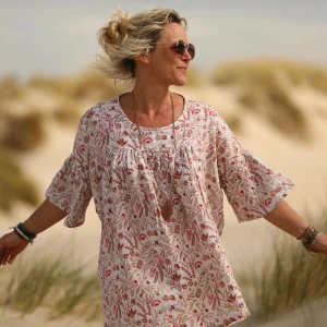 Blouse Léopoldine - double gaze de coton fleurs des marais