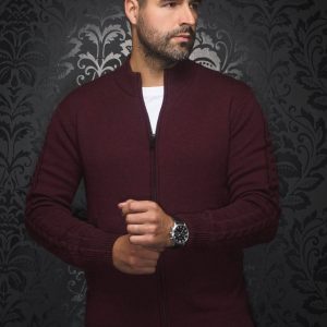 Chandail avec zip mérinos Esteban bourgogne