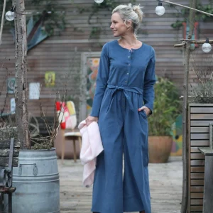 Combinaison Perla - velours milleraies bleu doux