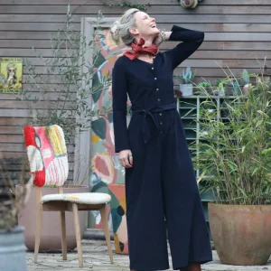 Combinaison Perla - velours milleraies bleu marine