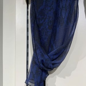 Foulard bleu imprimé animal