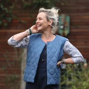 Gilet Basile en jean bleu matelassé