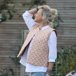 Gilet Basile matelassé en coton Jardin Mandala