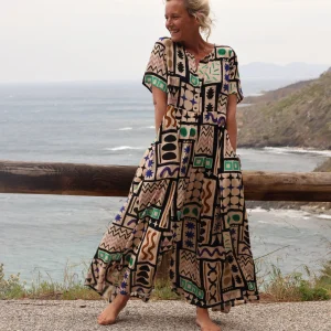 La combi India en viscose graphique  - fourche courte adaptée jusqu'à 1m63