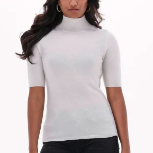 Chandail col montant manches courtes — maille fine