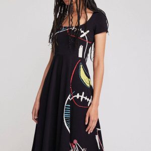 Robe longue à imprimé artistique