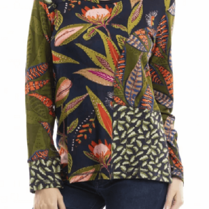 Chandail à imprimé botanique contrasté